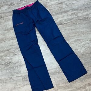 Beyond Scrubs Stylish Navy Blue Pants with Pink Accents